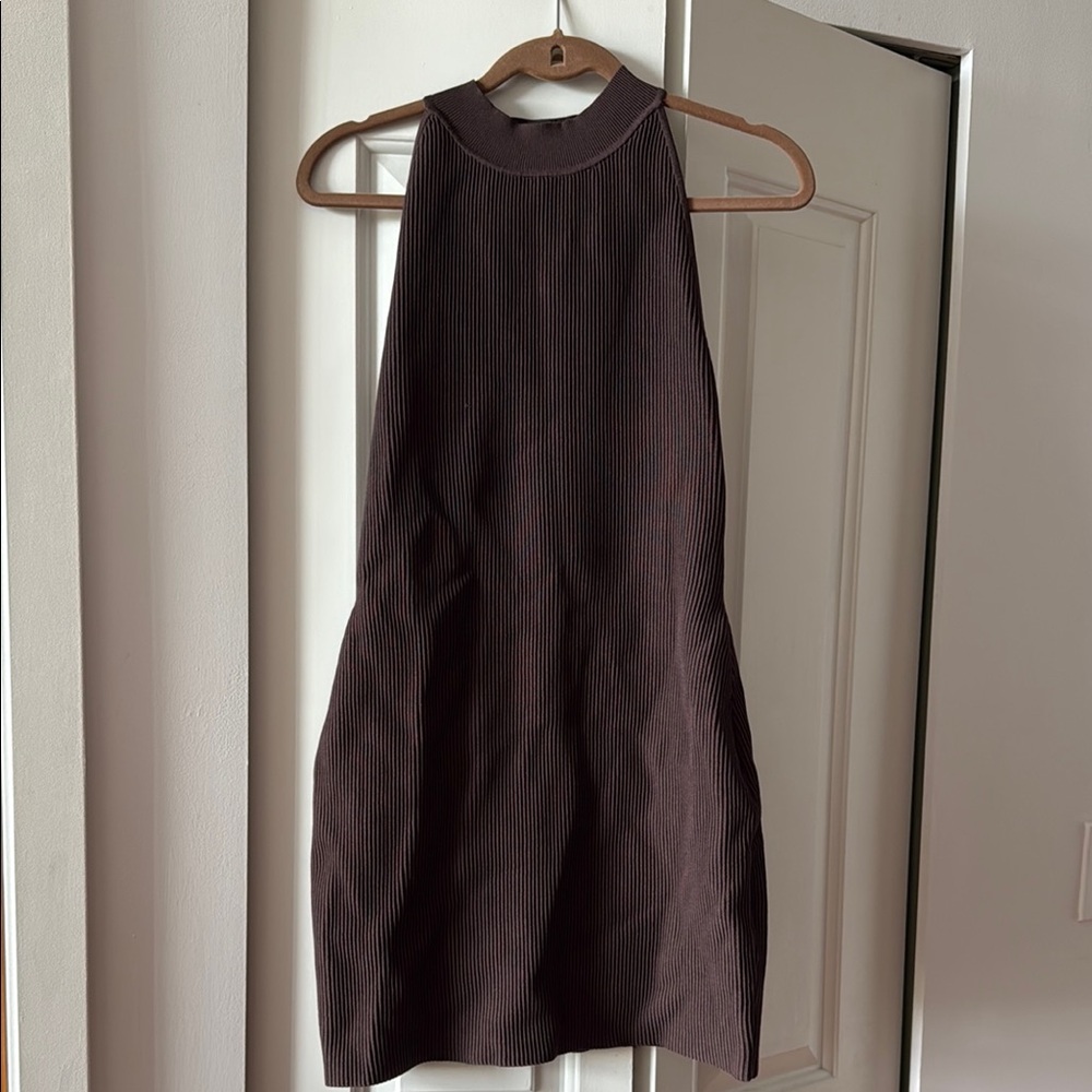 Babaton Brown Sheath Halter Dress
